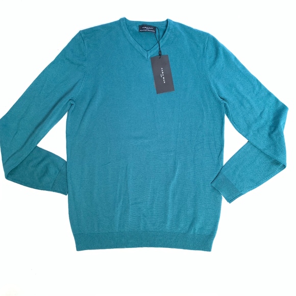 Zara Other - Zara Men's Teal V-Neck Sweater With Ribbed Trim